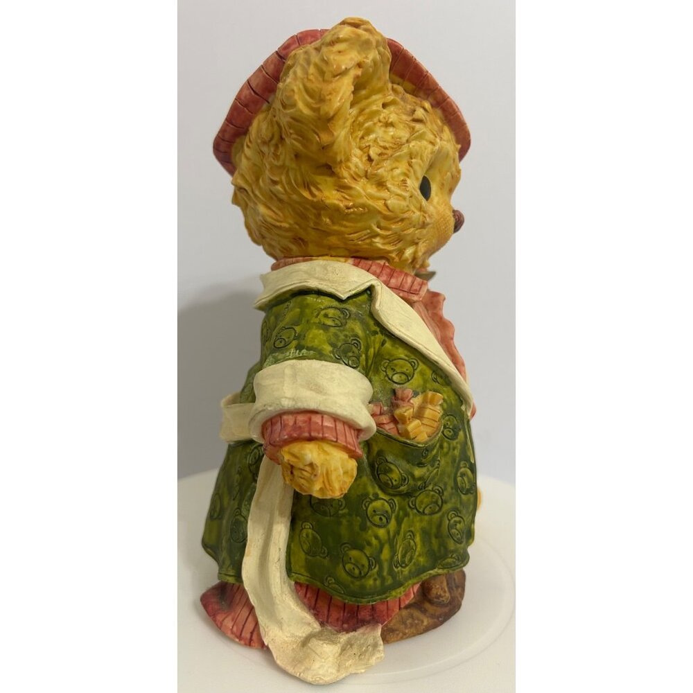 Vintage 1994 Teddy & Me Christmas Figurine Nighttime Bear Pajamas Candle & Candy - Picture 2 of 12